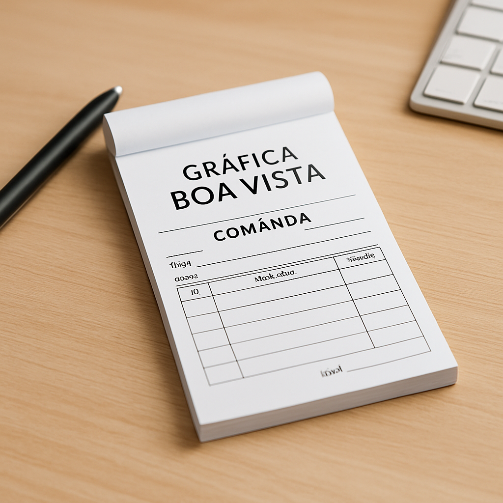 Comandas impressas e personalizadas em uma gráfica de Curitiba, prontas para uso em pedidos