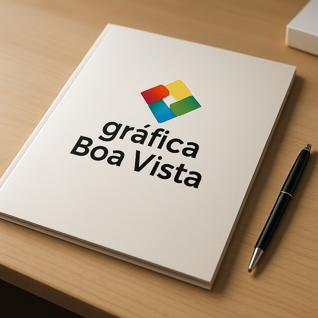Folders impressos sobre mesa em gráfica de Curitiba, com acabamento profissional
