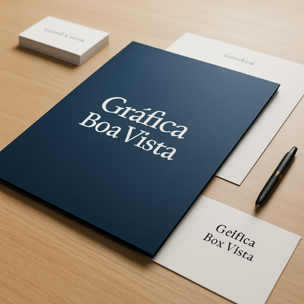 Folder institucional impresso em ambiente de gráfica em Curitiba, com acabamento profissional e aparência corporativa