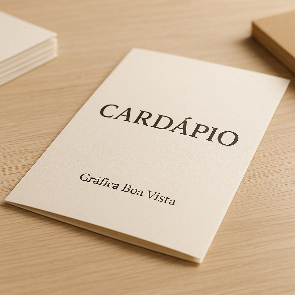 Cardápio sendo produzido em gráfica profissional em Curitiba