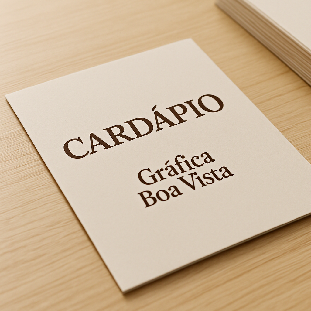 Cardápio sendo produzido em gráfica profissional em Curitiba