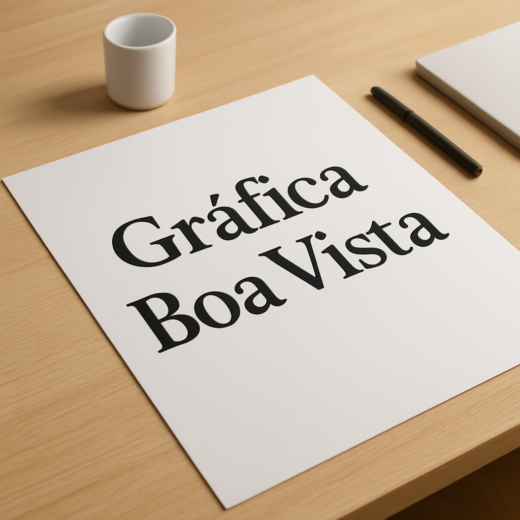 Cartazes A2 sendo preparados em uma gráfica em Curitiba, com impressão grande em mesa de produção
