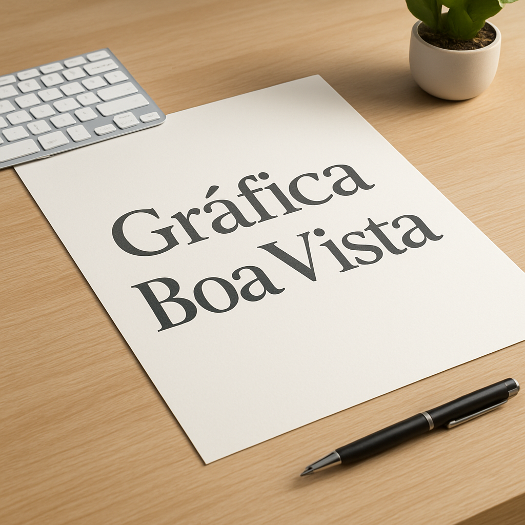Cartaz A3 sendo preparado em gráfica de Curitiba, com ambiente profissional e foco na produção
