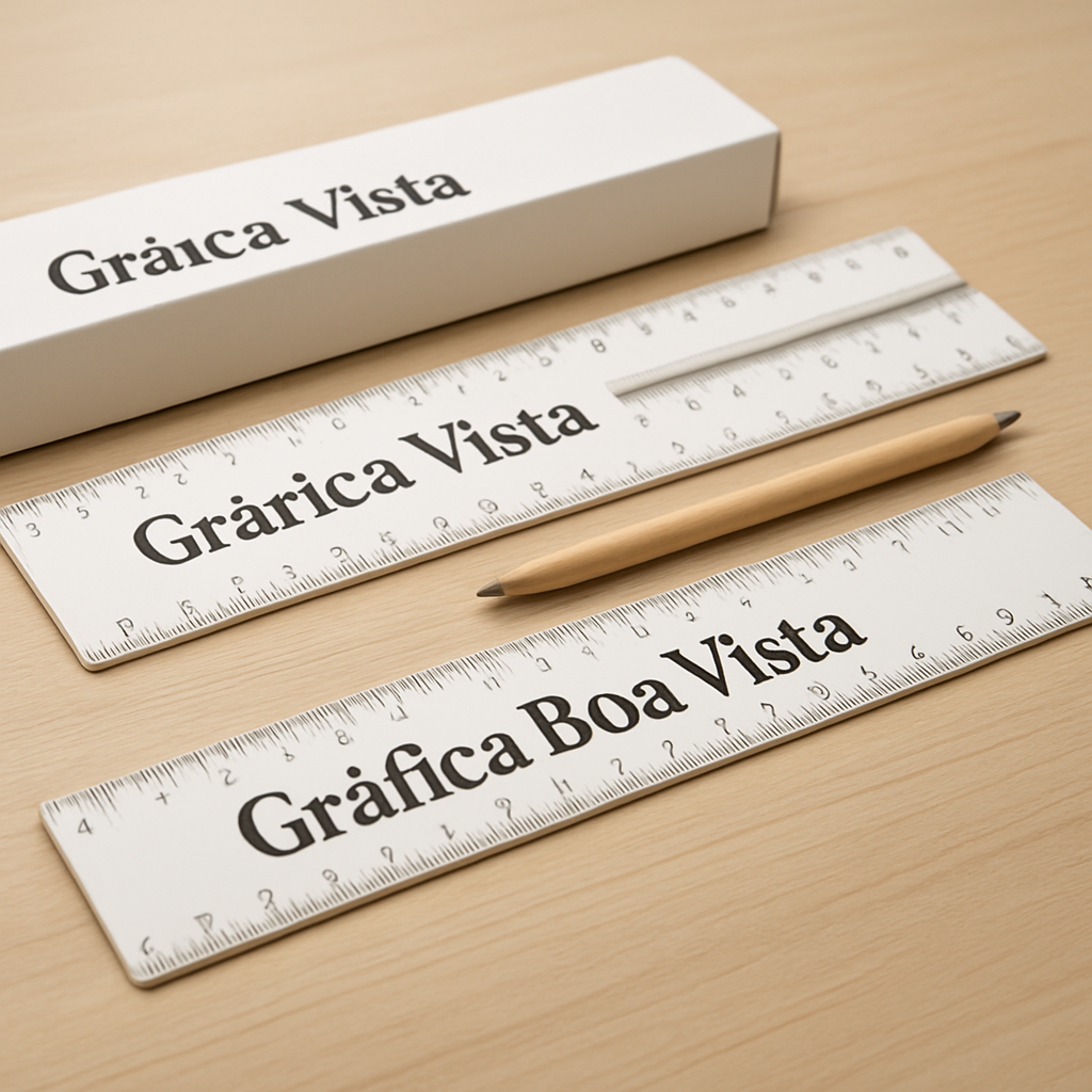 Réguas personalizadas em produção em uma gráfica em Curitiba