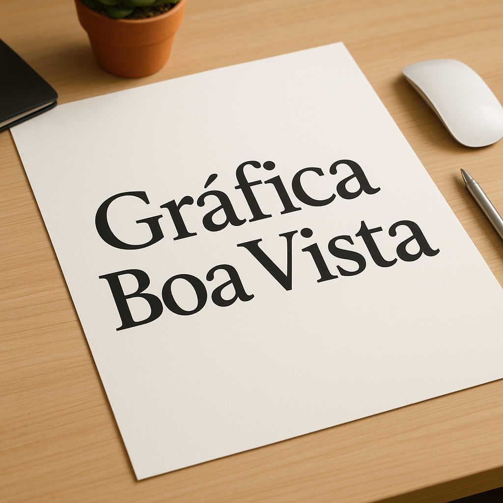 Pôster sendo produzido em gráfica profissional em Curitiba, com equipe revisando a arte e equipamento de impressão ao fundo
