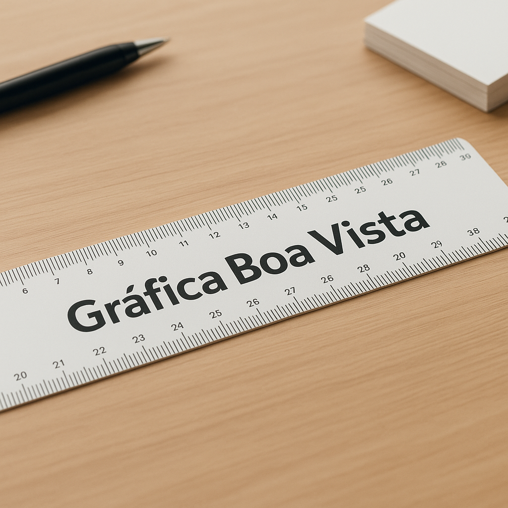 Régua personalizada com impressão profissional em ambiente de gráfica