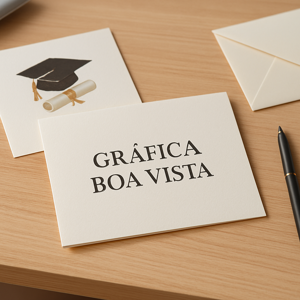 Convite de formatura elegante para clínicas e consultórios em uma gráfica de Curitiba
