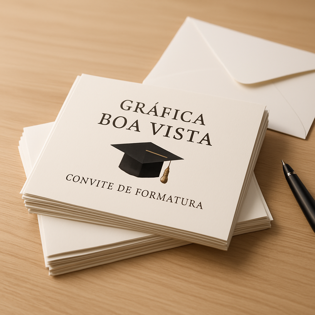 Convite de formatura elegante para clínicas e consultórios em uma gráfica de Curitiba