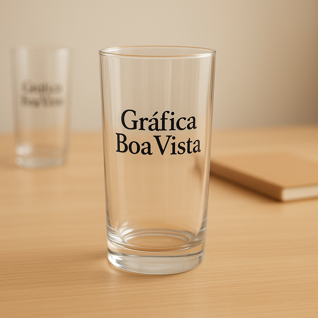 Copo long drink personalizado em recepção de clínica moderna