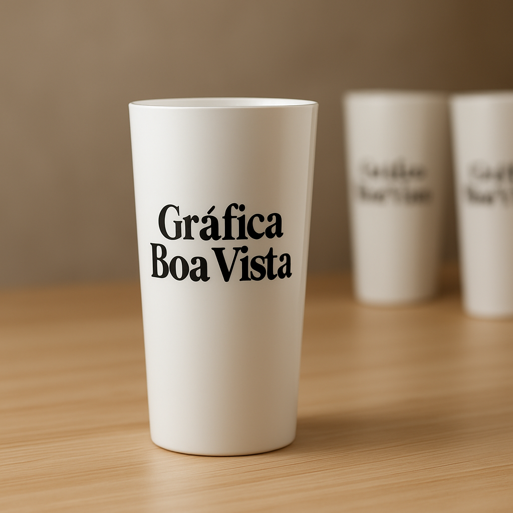 Copo long drink personalizado em recepção de clínica moderna