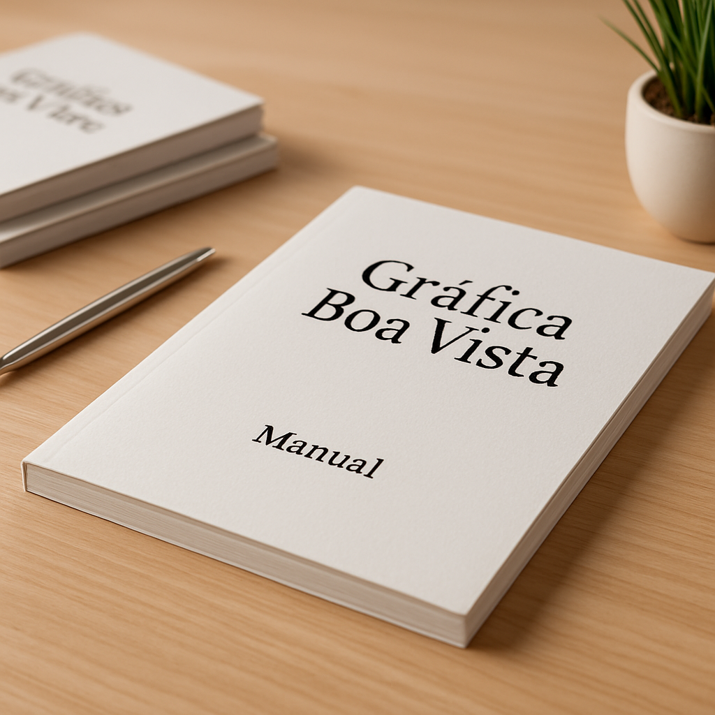 Manual impresso para clínica sobre uma mesa de recepção em ambiente profissional