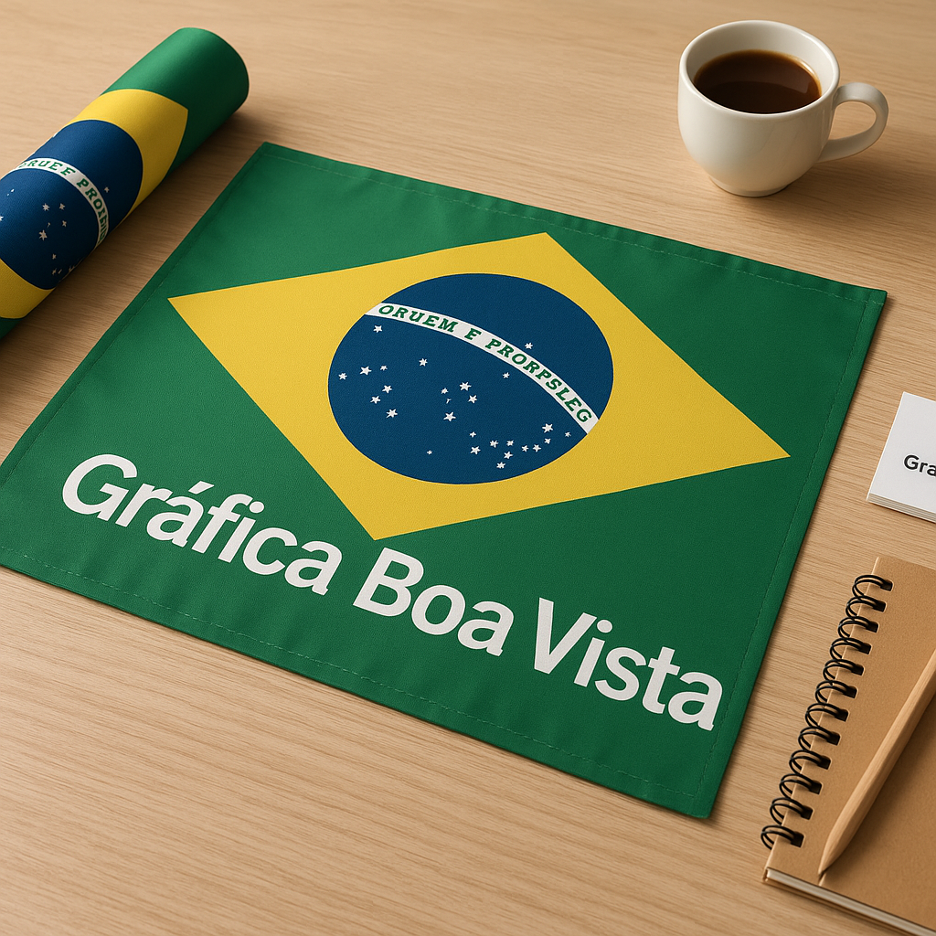 Bandeira personalizada em fachada de clínica, com visual profissional e identidade visual limpa