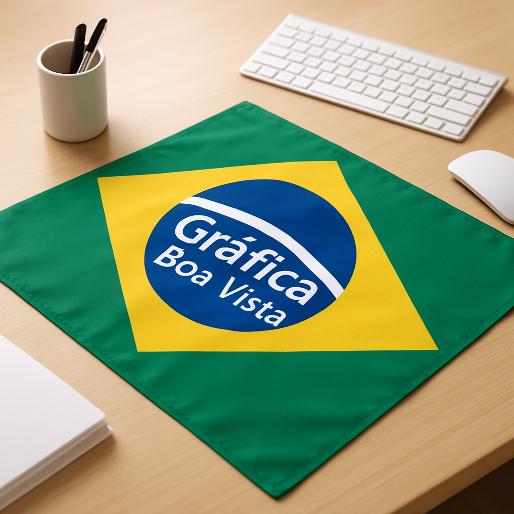 Bandeira personalizada em fachada de clínica, com visual profissional e identidade visual limpa
