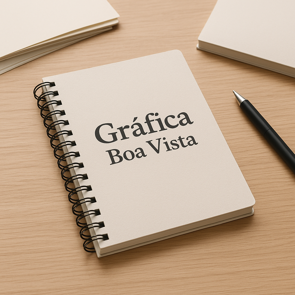 Caderno personalizado em mesa de clínica moderna com estética profissional e limpa
