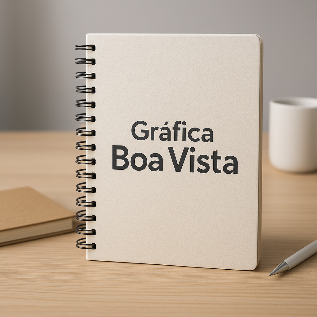 Cadernos personalizados em uma gráfica de Curitiba, com acabamento profissional e visual moderno