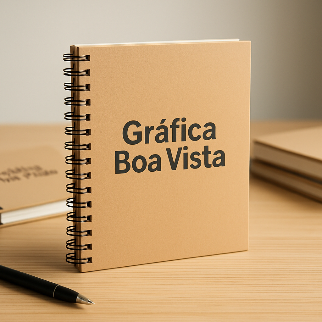 Cadernos personalizados em uma gráfica de Curitiba, com acabamento profissional e visual moderno
