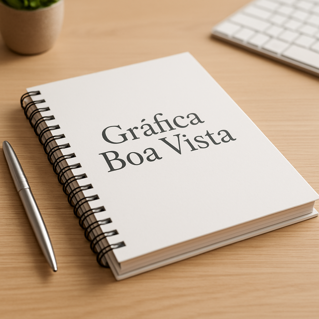 Cadernos personalizados em uma gráfica de Curitiba, com acabamento profissional e visual moderno