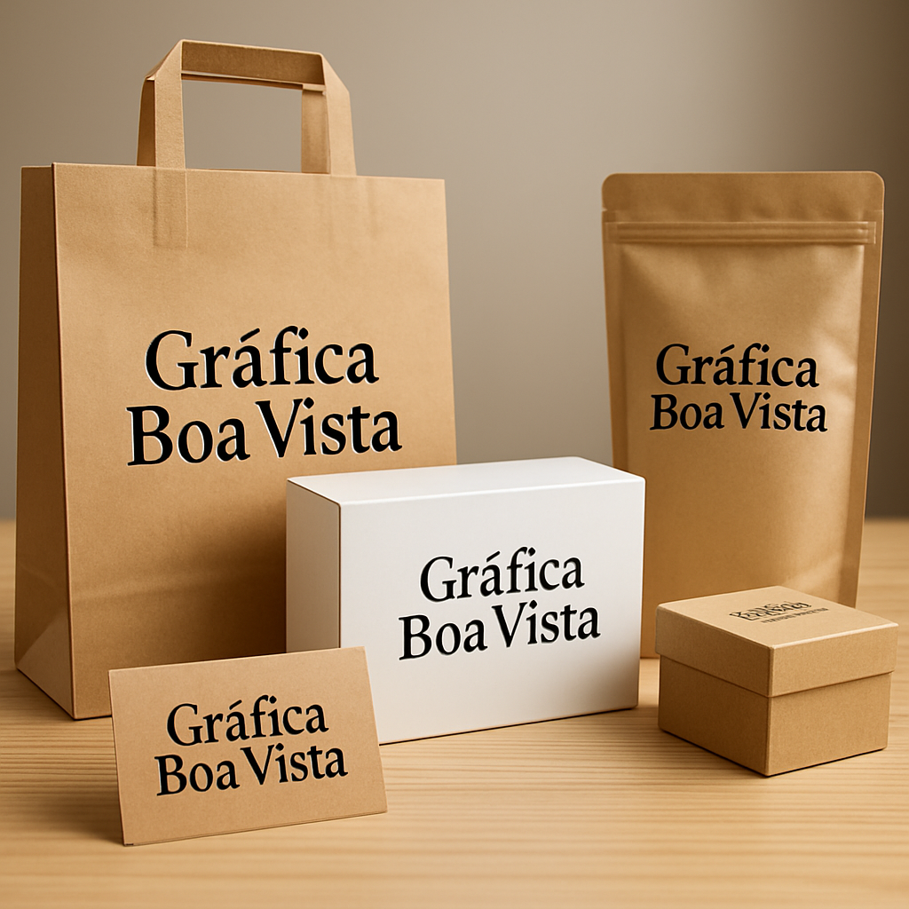 Embalagens personalizadas com acabamento premium em ambiente de estúdio