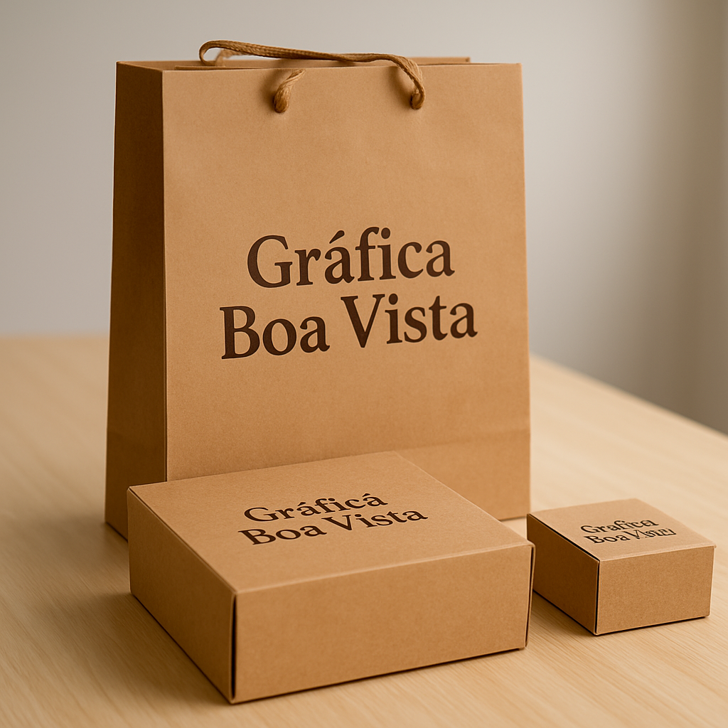 Embalagens personalizadas com acabamento premium em ambiente de estúdio