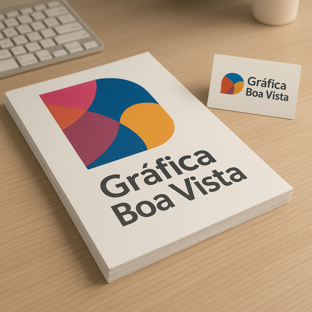 Filipetas impressas e amostras de papéis em uma gráfica em Curitiba