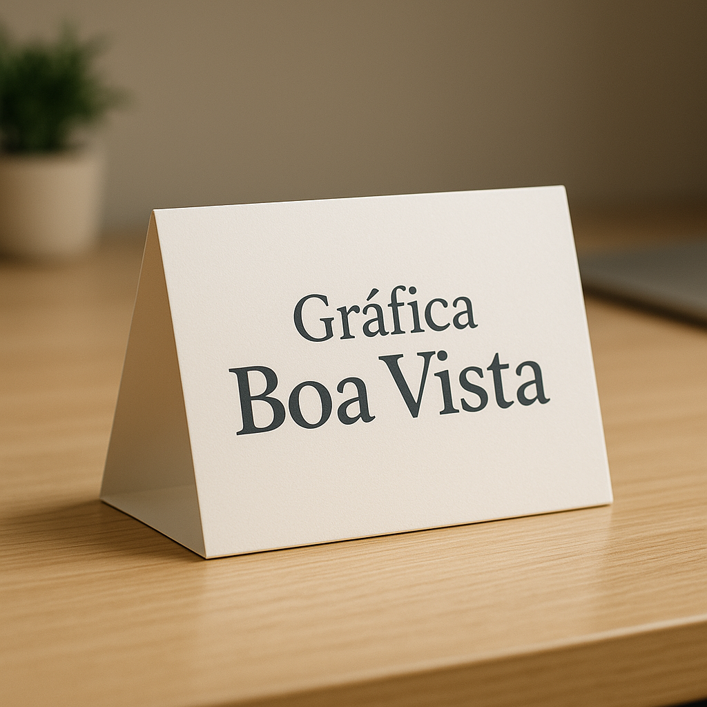 Display de mesa em um ambiente comercial moderno, ideal para divulgação em Curitiba