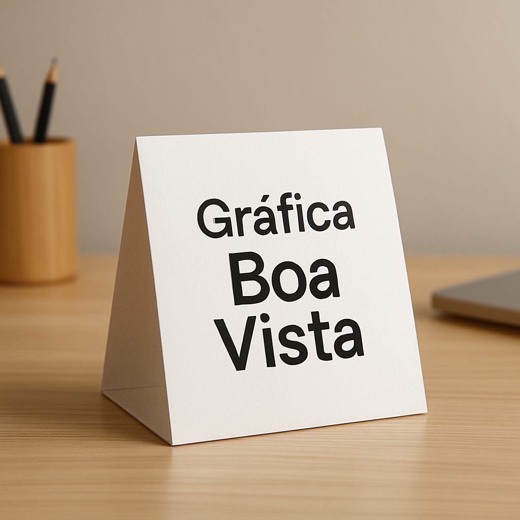 Display de mesa em um ambiente comercial moderno, ideal para divulgação em Curitiba