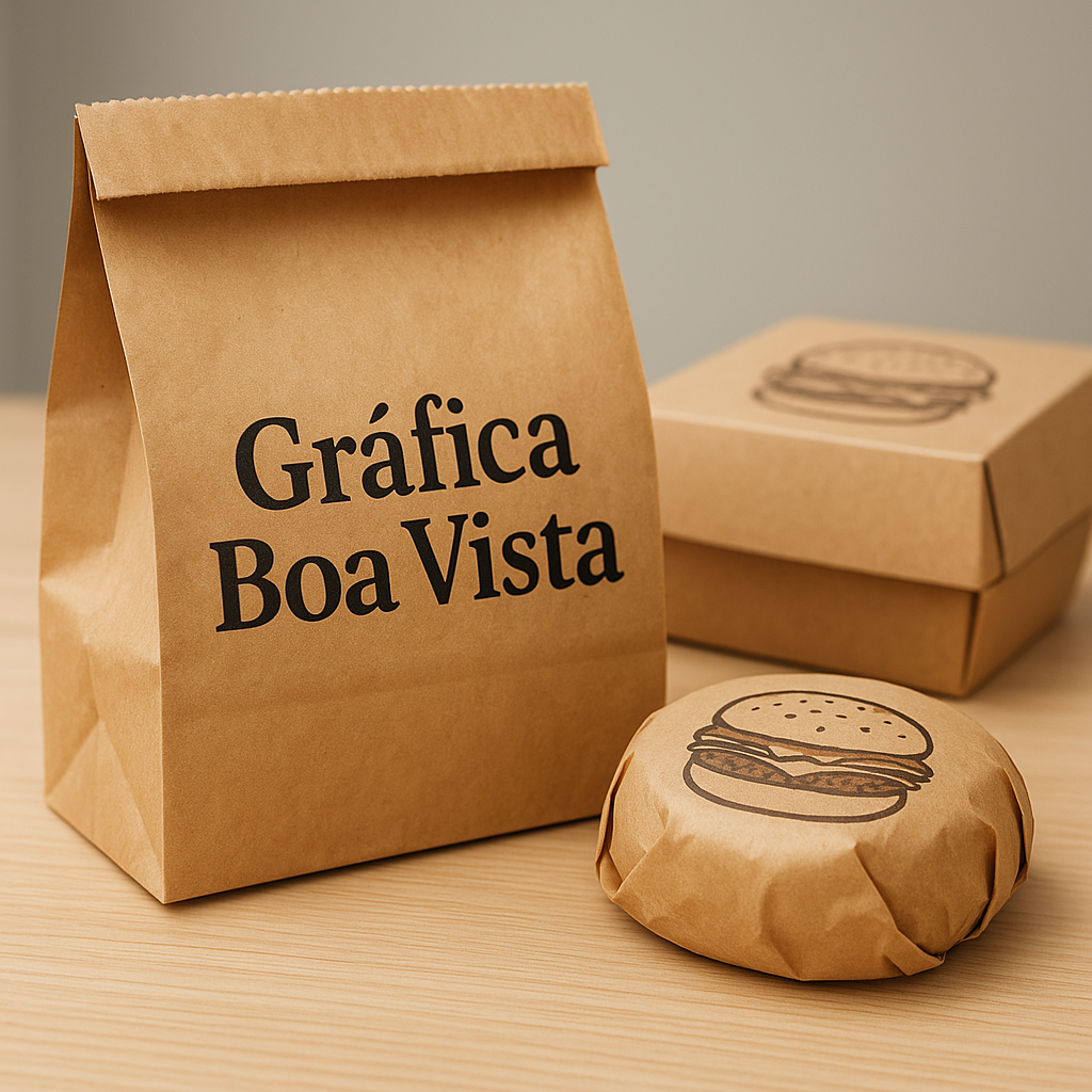 Embalagem personalizada para hambúrguer com visual profissional em ambiente de restaurante