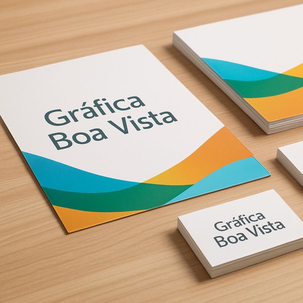Filipetas impressas em uma recepção de clínica moderna, com visual profissional e limpo