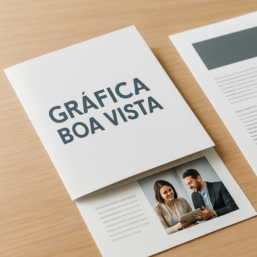 Folheto explicativo impresso sobre uma recepção de clínica, com visual profissional e limpo