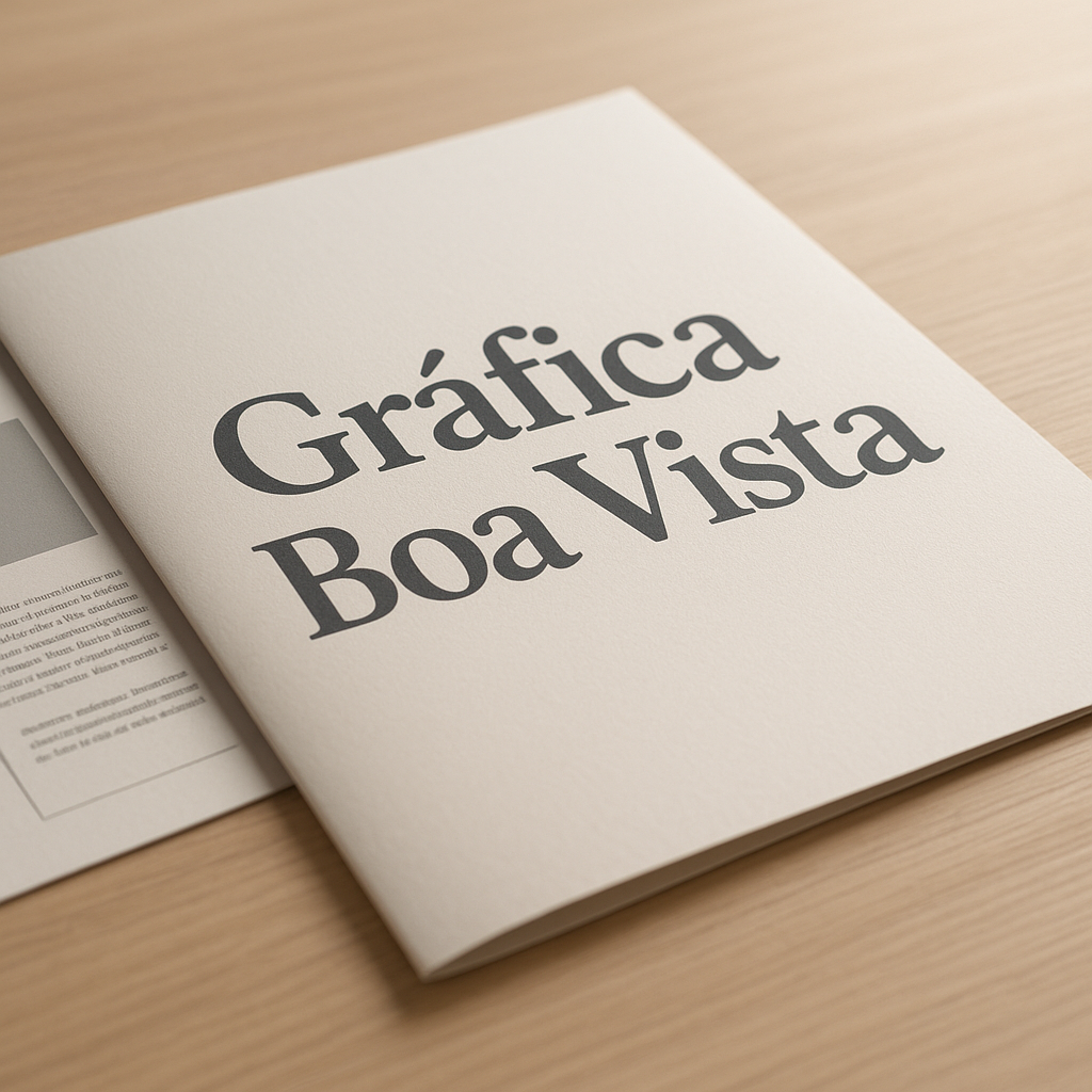 Folheto explicativo impresso em gráfica profissional com amostras de papel e dobra