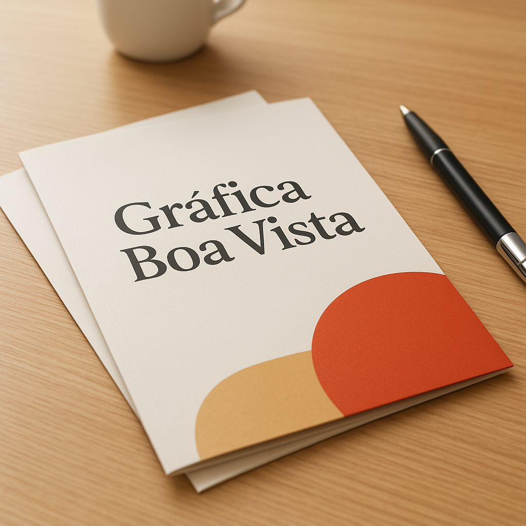 Folheto explicativo personalizado impresso em gráfica, com amostras revisadas em mesa de produção em Curitiba