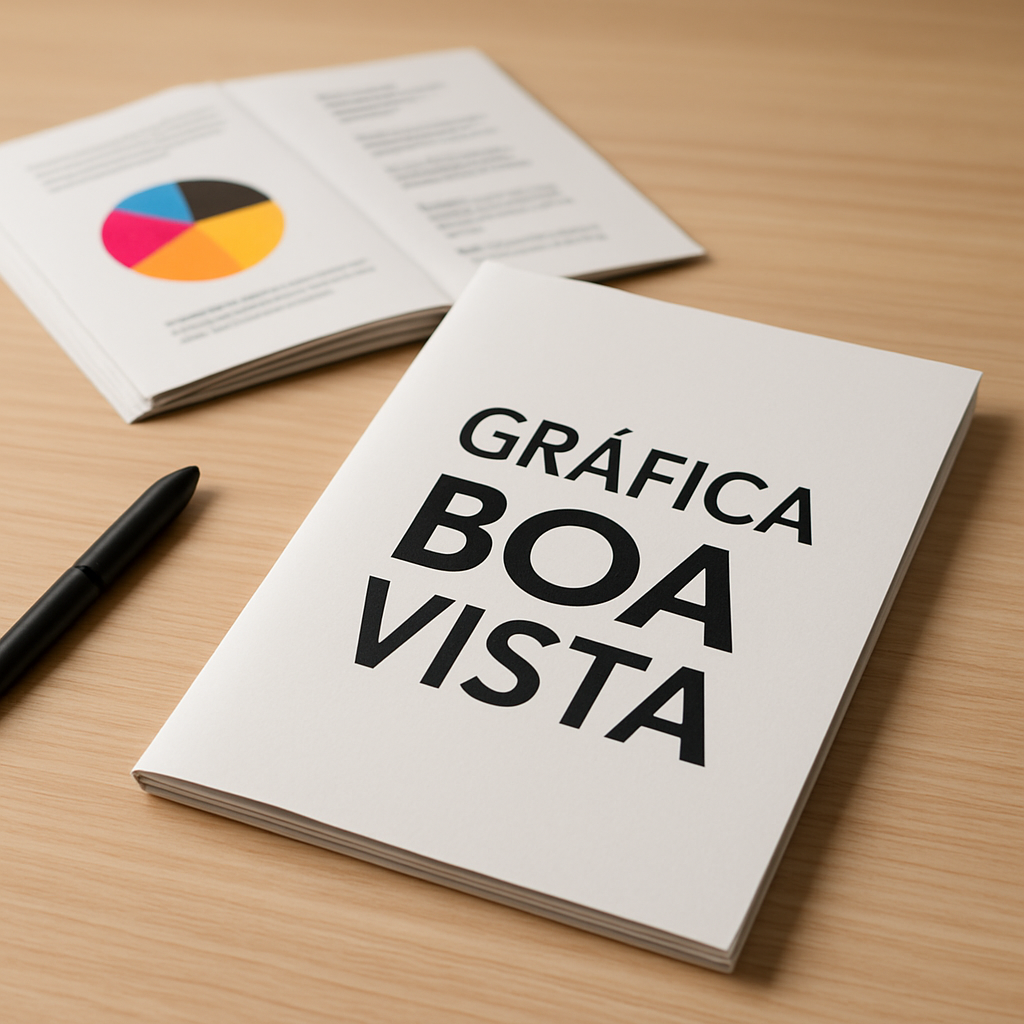 Folheto explicativo personalizado impresso em gráfica, com amostras revisadas em mesa de produção em Curitiba
