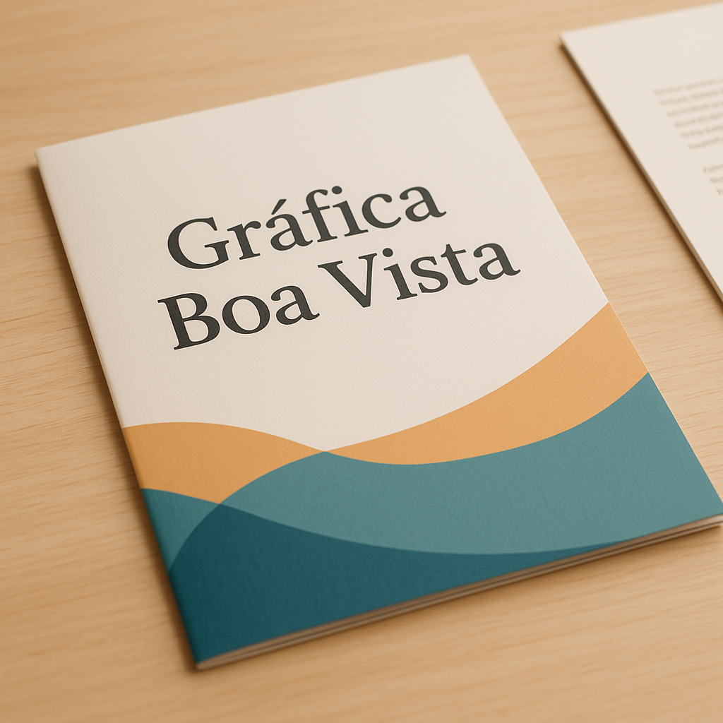 Ambiente de gráfica com designer analisando folheto explicativo em Curitiba