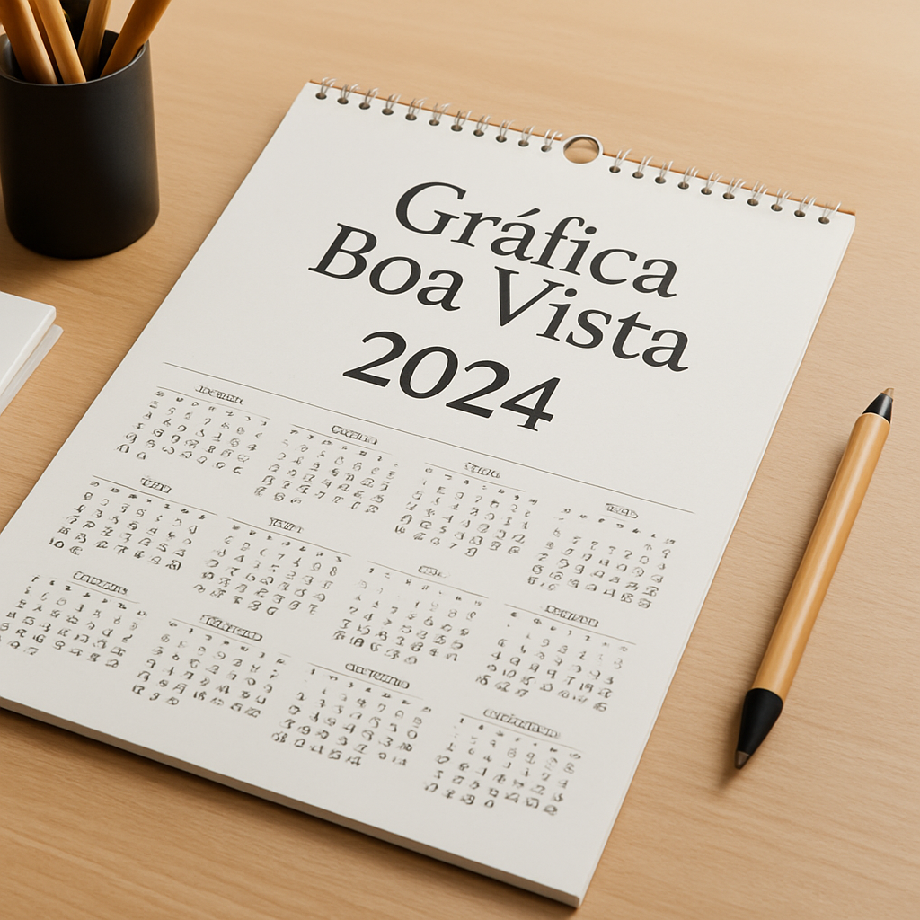 Folhinha de parede em recepção de clínica com visual profissional e limpo