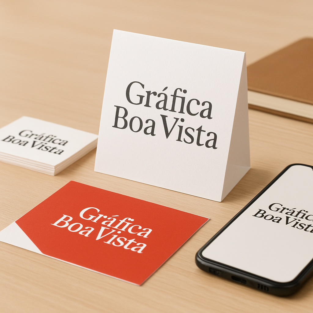 Móbile promocional em recepção de clínica moderna, com visual limpo e profissional.