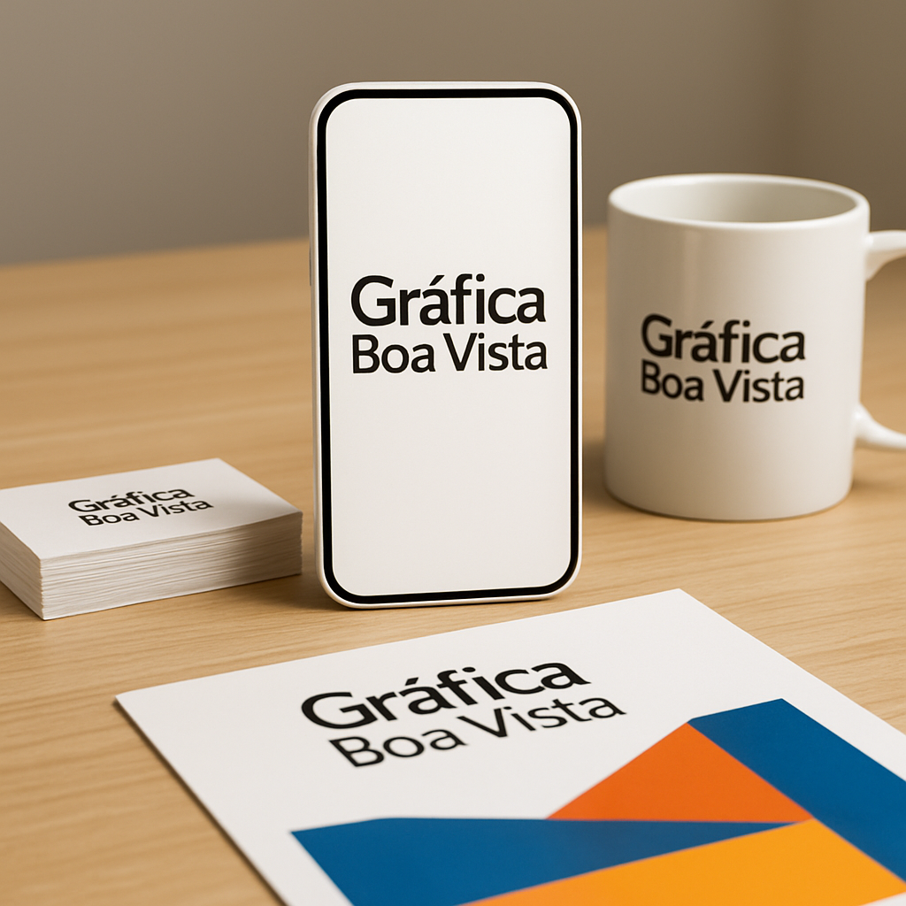 Móbile promocional em recepção de clínica moderna, com visual limpo e profissional.