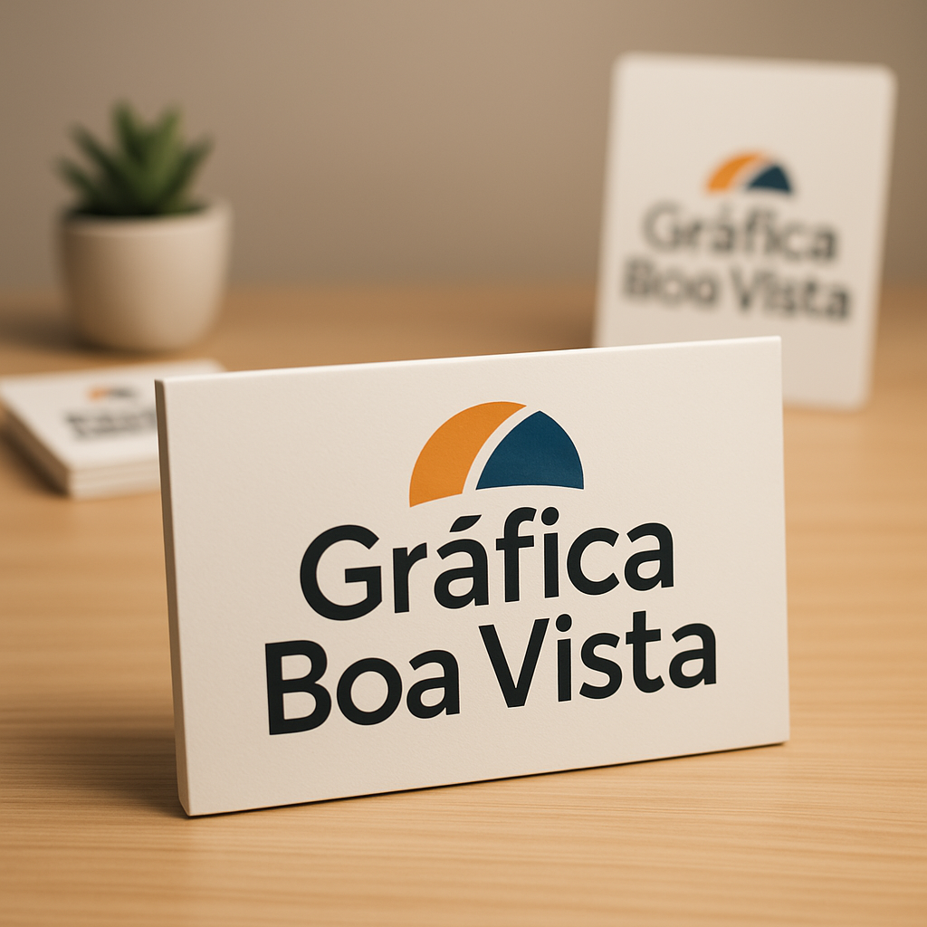 Placa de sinalização personalizada produzida em gráfica em Curitiba, com ambiente profissional de impressão