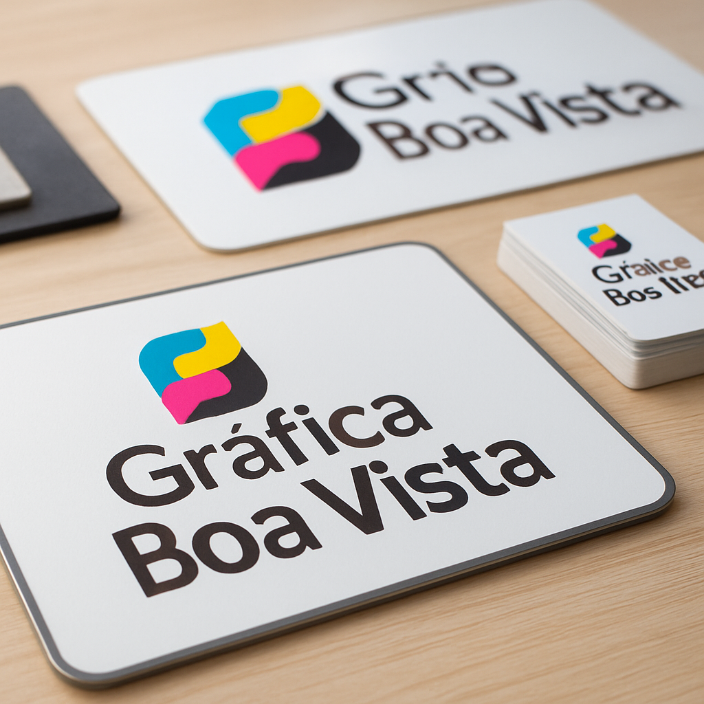 Placa de sinalização personalizada produzida em gráfica em Curitiba, com ambiente profissional de impressão