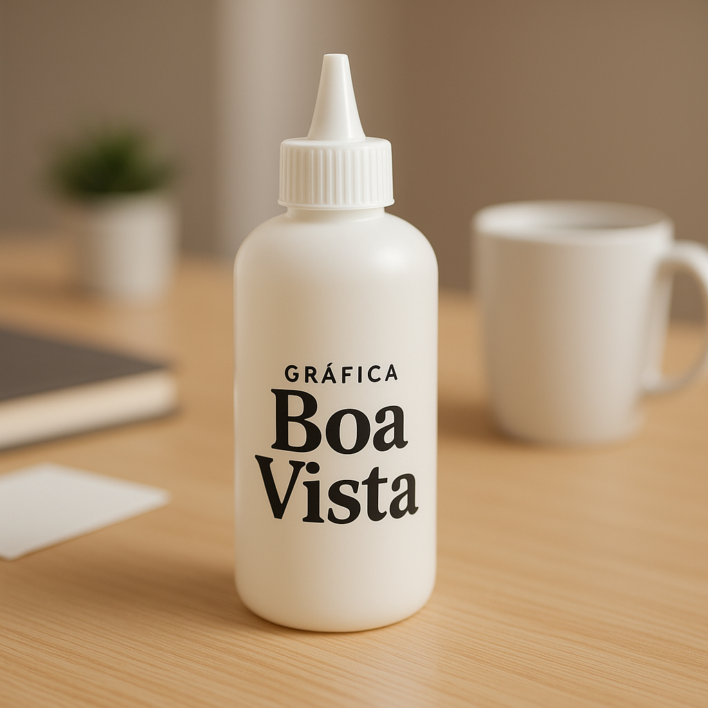 Foto de squeezes personalizados em ambiente de estúdio, representando a compra em Curitiba na Gráfica Boa Vista