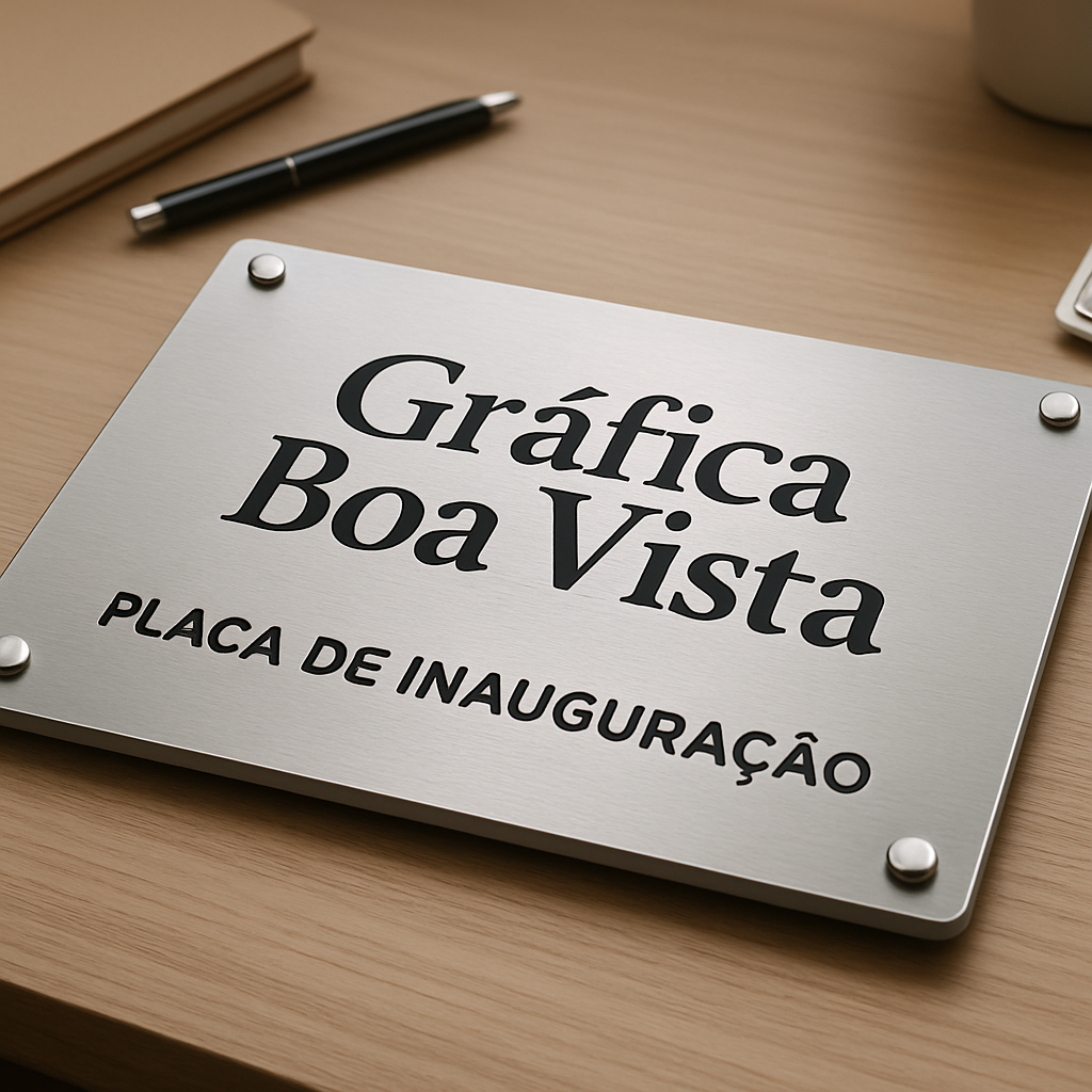 Placa de inauguração em clínica moderna com visual profissional