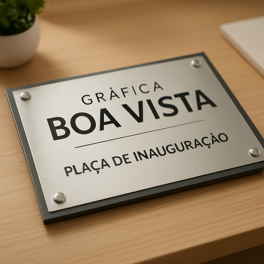 Placa de inauguração em clínica moderna com visual profissional