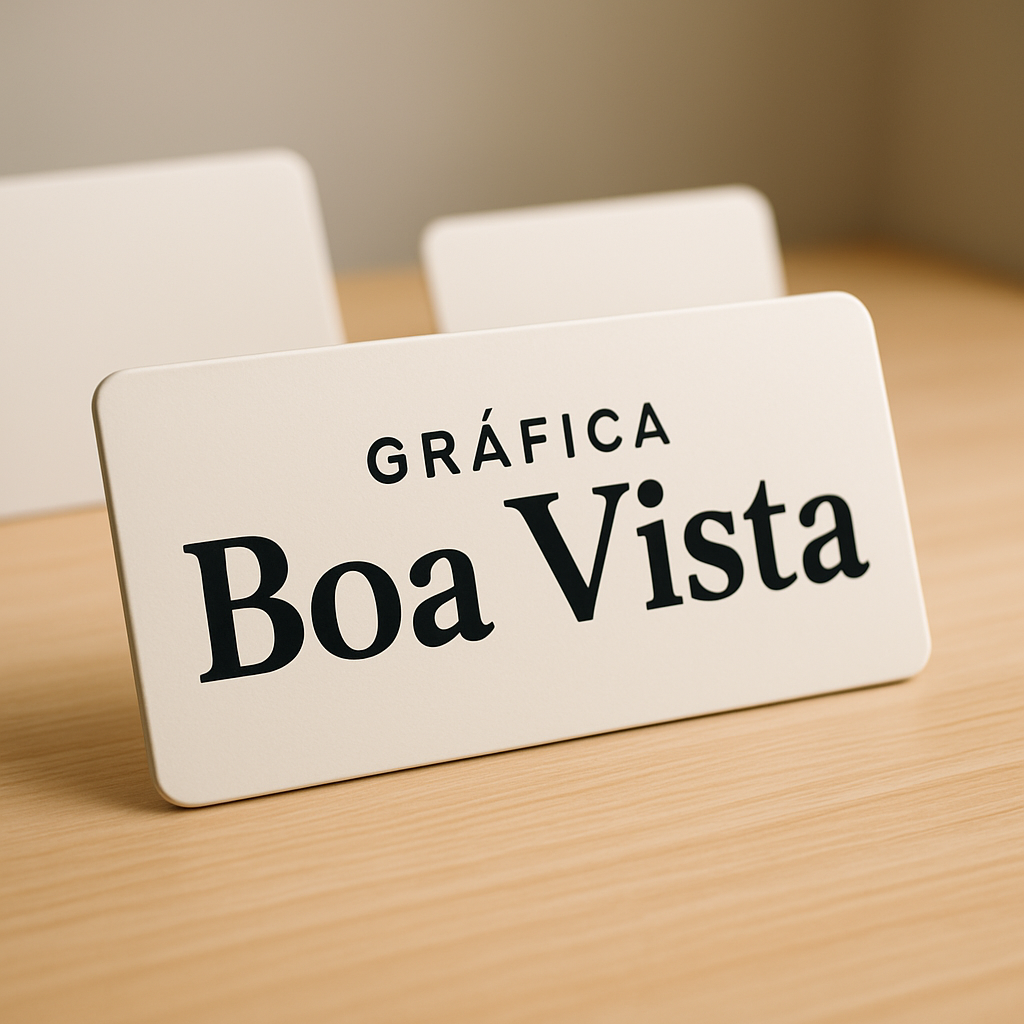 Placa de sinalização personalizada sendo produzida em gráfica de Curitiba
