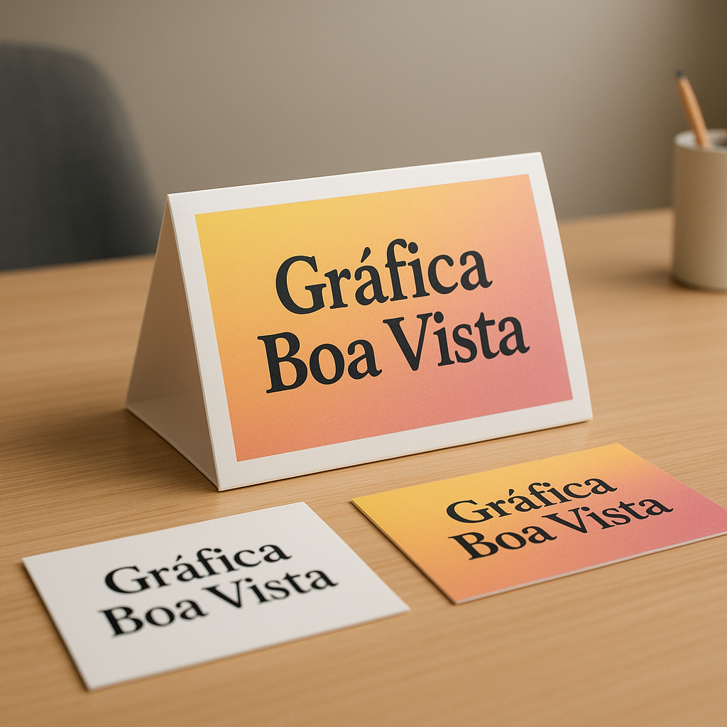 Prisma de mesa personalizado em uma mesa de atendimento com visual profissional