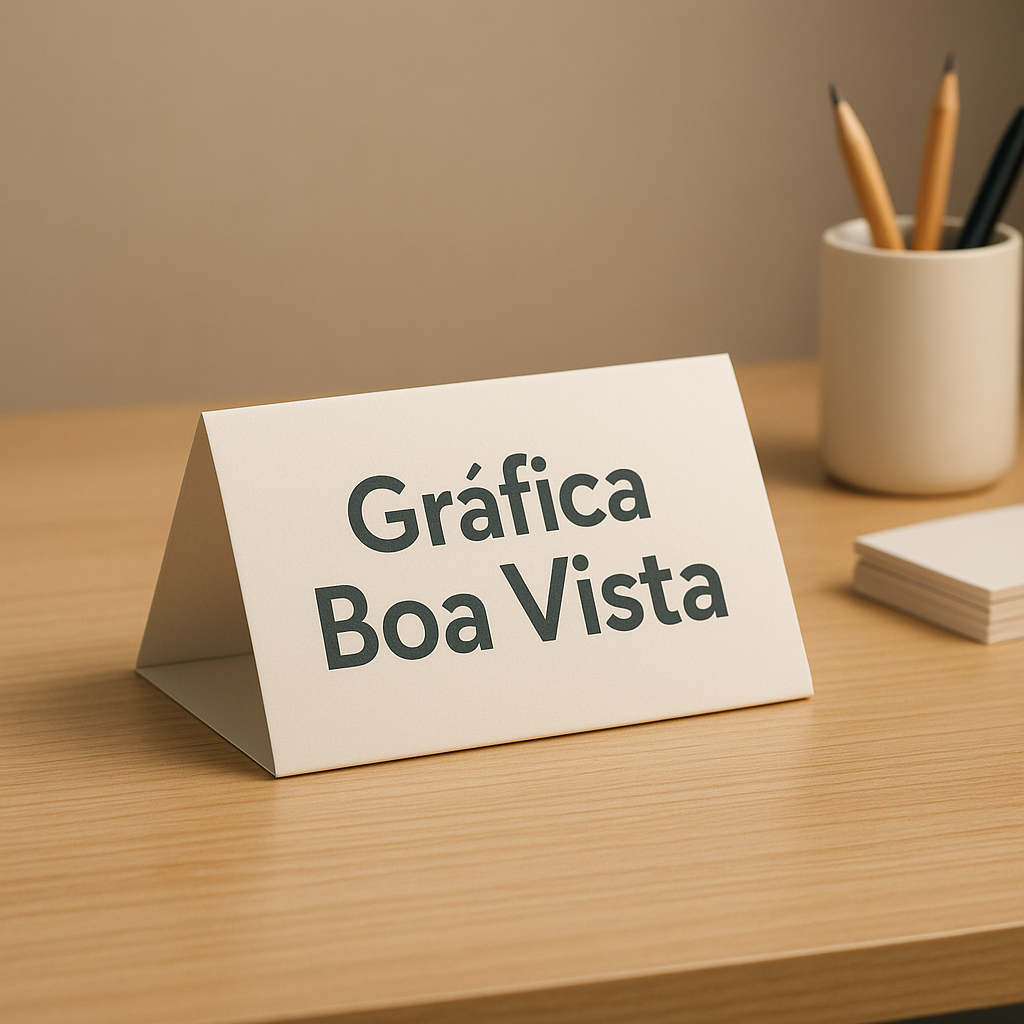 Prisma de Mesa em balcão de atendimento com visual profissional