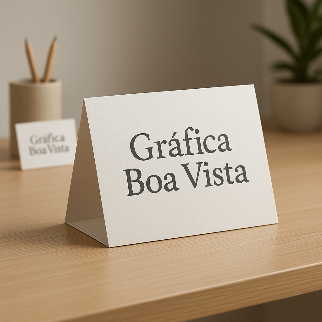 Display de Mesa em uma recepção de clínica com visual profissional e organizado