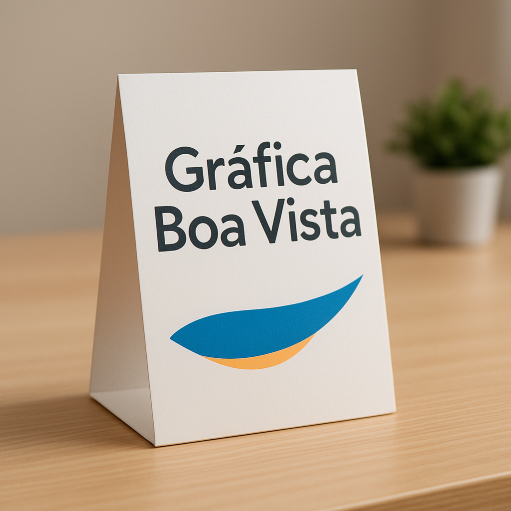 Display de Mesa em uma recepção de clínica com visual profissional e organizado