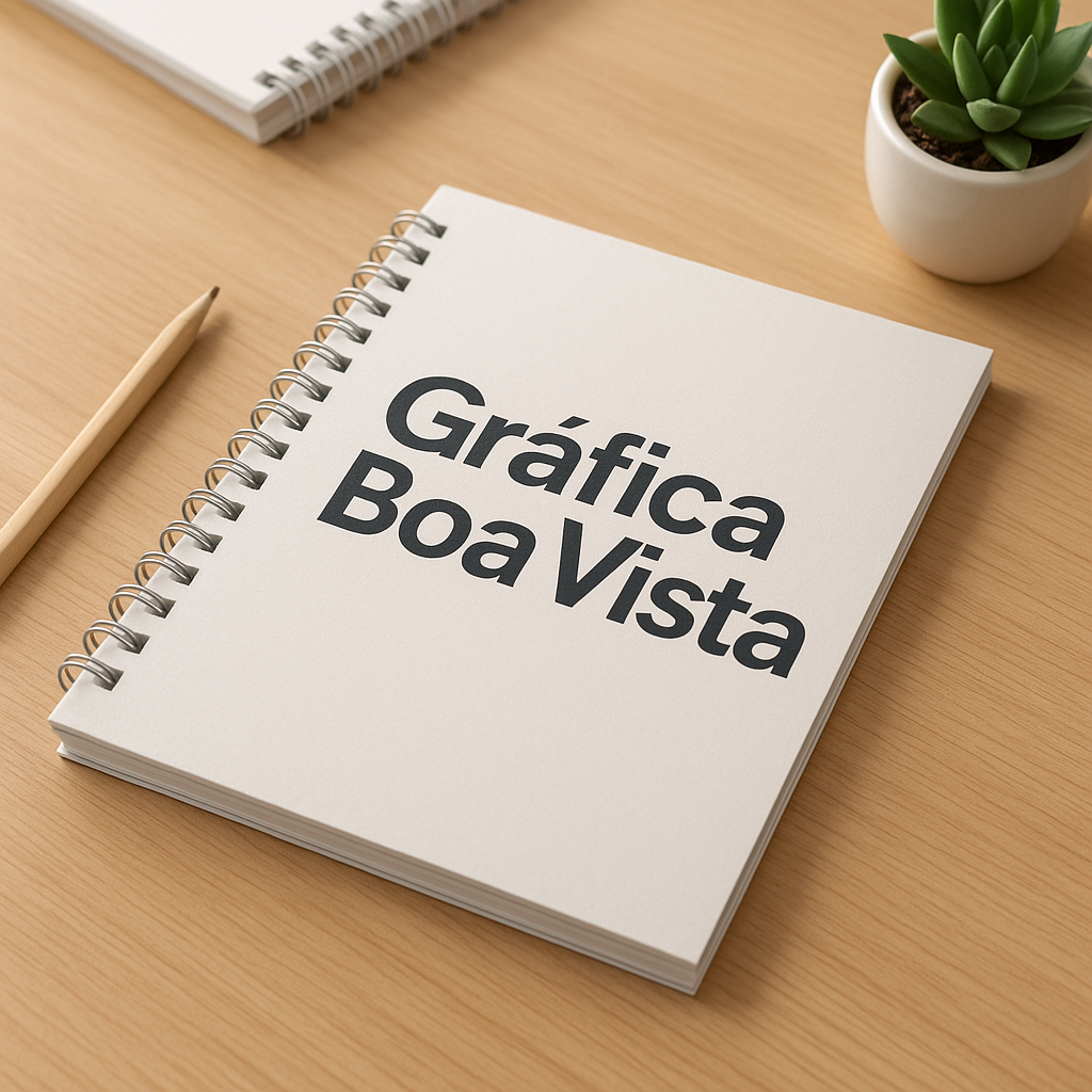 Cadernos brochura personalizados em uma gráfica em Curitiba, prontos para orçamento e produção