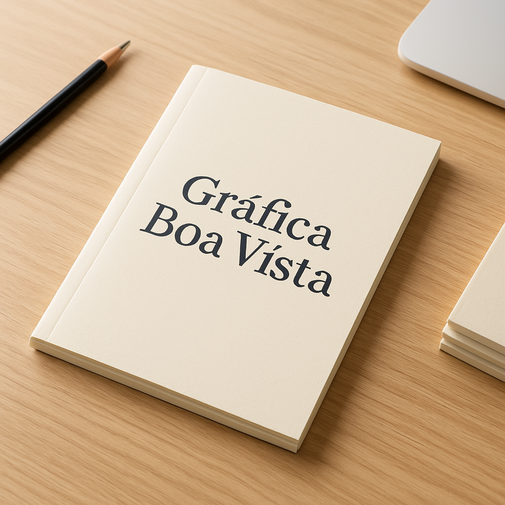 Cadernos brochura personalizados em uma gráfica em Curitiba, prontos para orçamento e produção