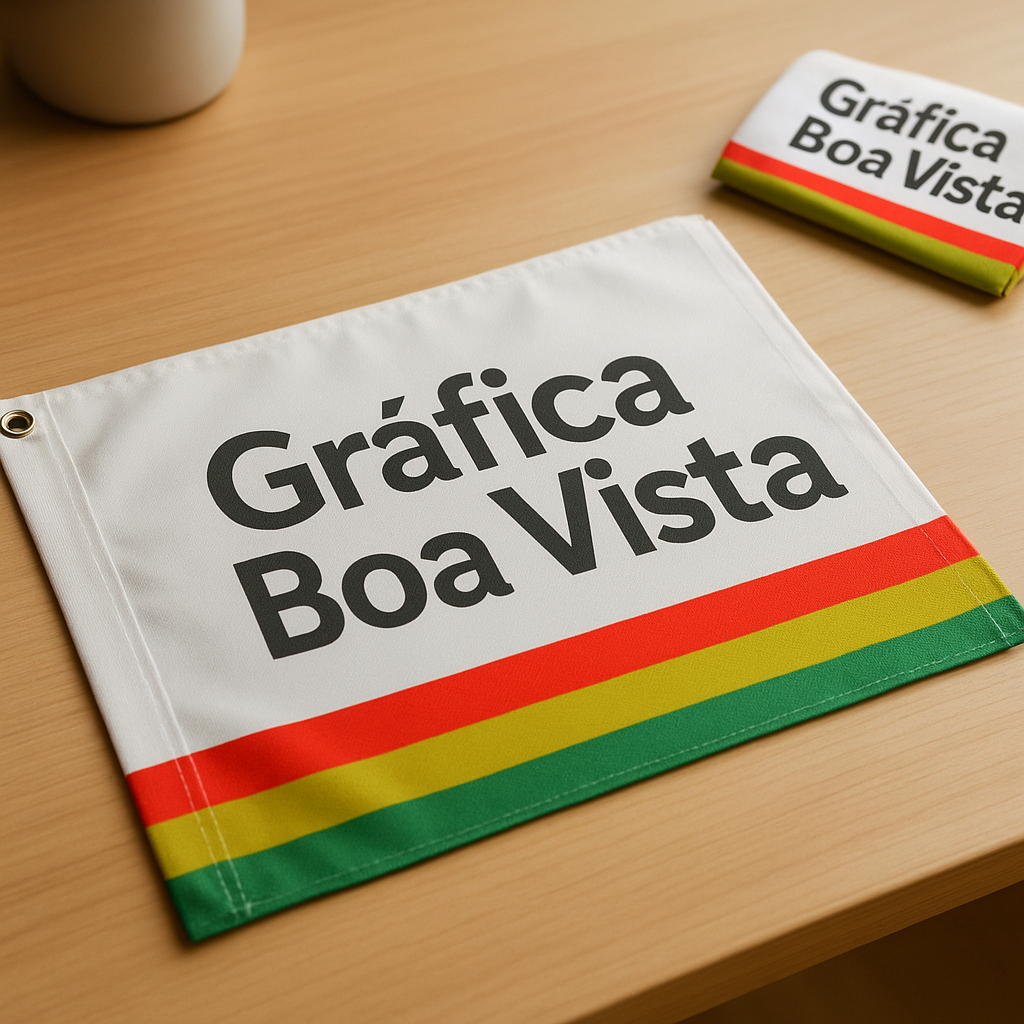 Bandeira personalizada em uso comercial em Curitiba, com visual profissional e impressão de alta qualidade