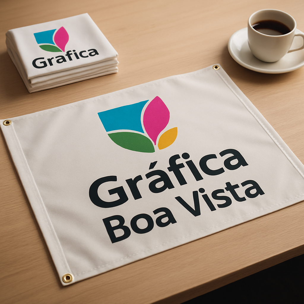 Bandeira personalizada em uso comercial em Curitiba, com visual profissional e impressão de alta qualidade